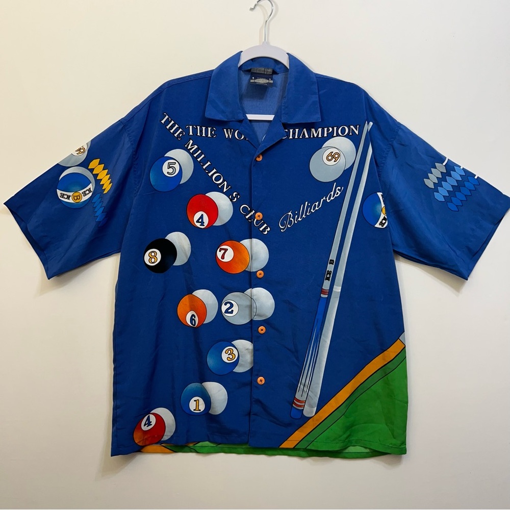 Vintage Original Ice Collection World Champion Billiard Pool Shirt Men Medium